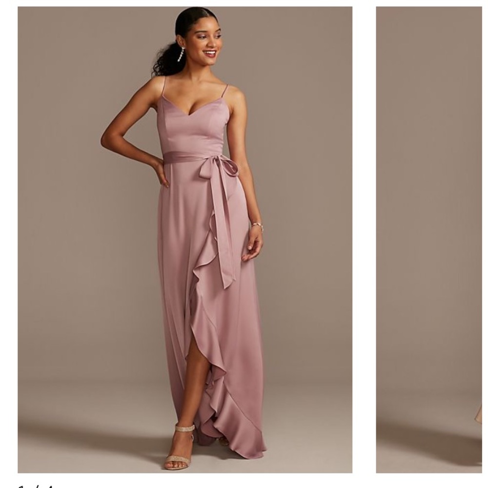 David’s Bridal Quartz Satin Wrap Dress